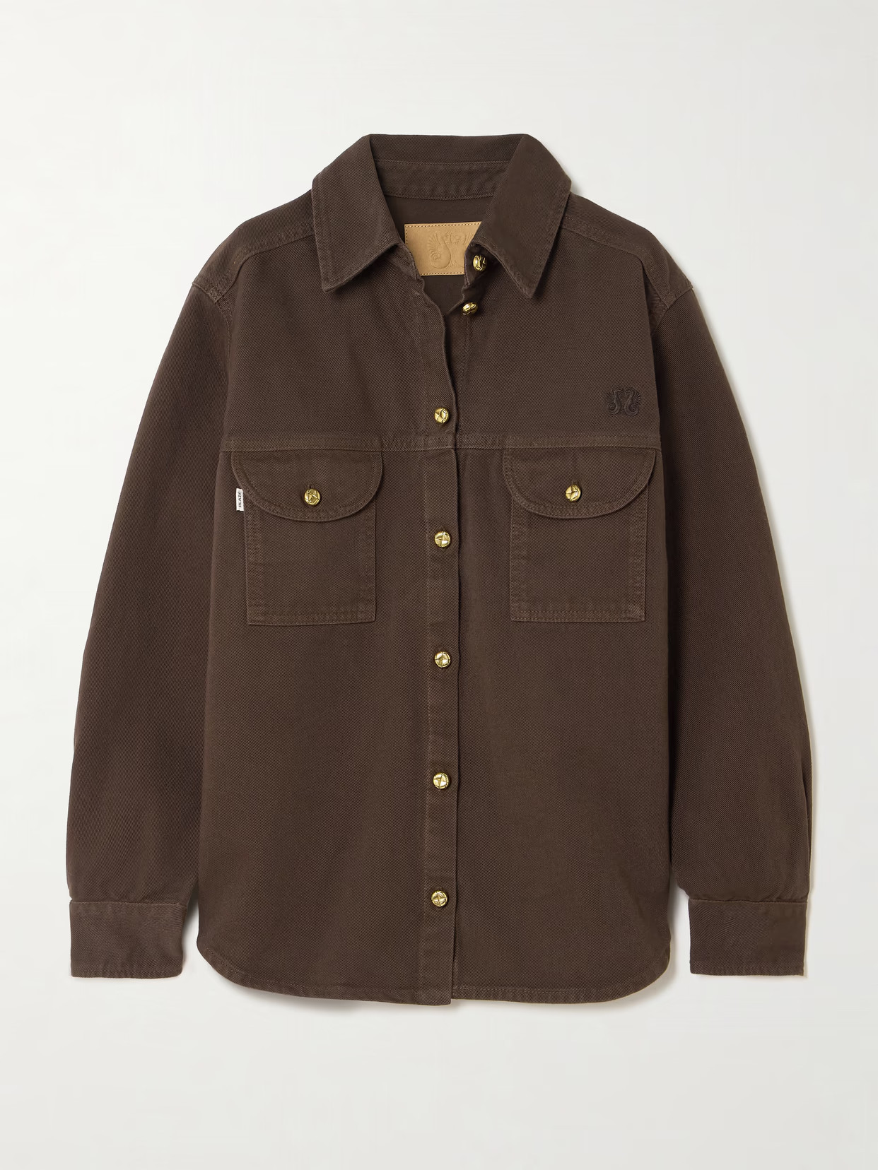 BLAZÉ Milano - Berber Embroidered Denim Shirt - Brown | NET-A-PORTER (US)