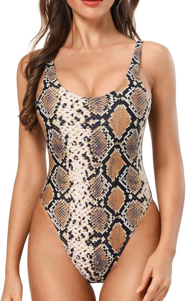 Dixperfect Women's Retro 80s/90s Inspired High Cut Low Back One Piece Swimwear Bathing Suits | Amazon (US)