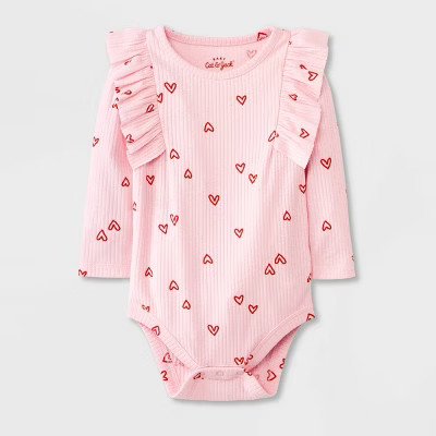 Baby Girls' Ribbed Ruffle Bodysuit - Cat & Jack™ | Target
