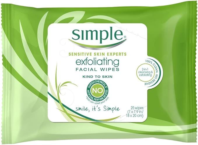Simple Exfoliating Facial Wipes 25 Count (2 Pack) | Amazon (US)