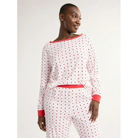Joyspun Women s and Women’s Plus Jersey Knit Sleep Top with Long Sleeves Sizes S to 3X | Walmart (US)