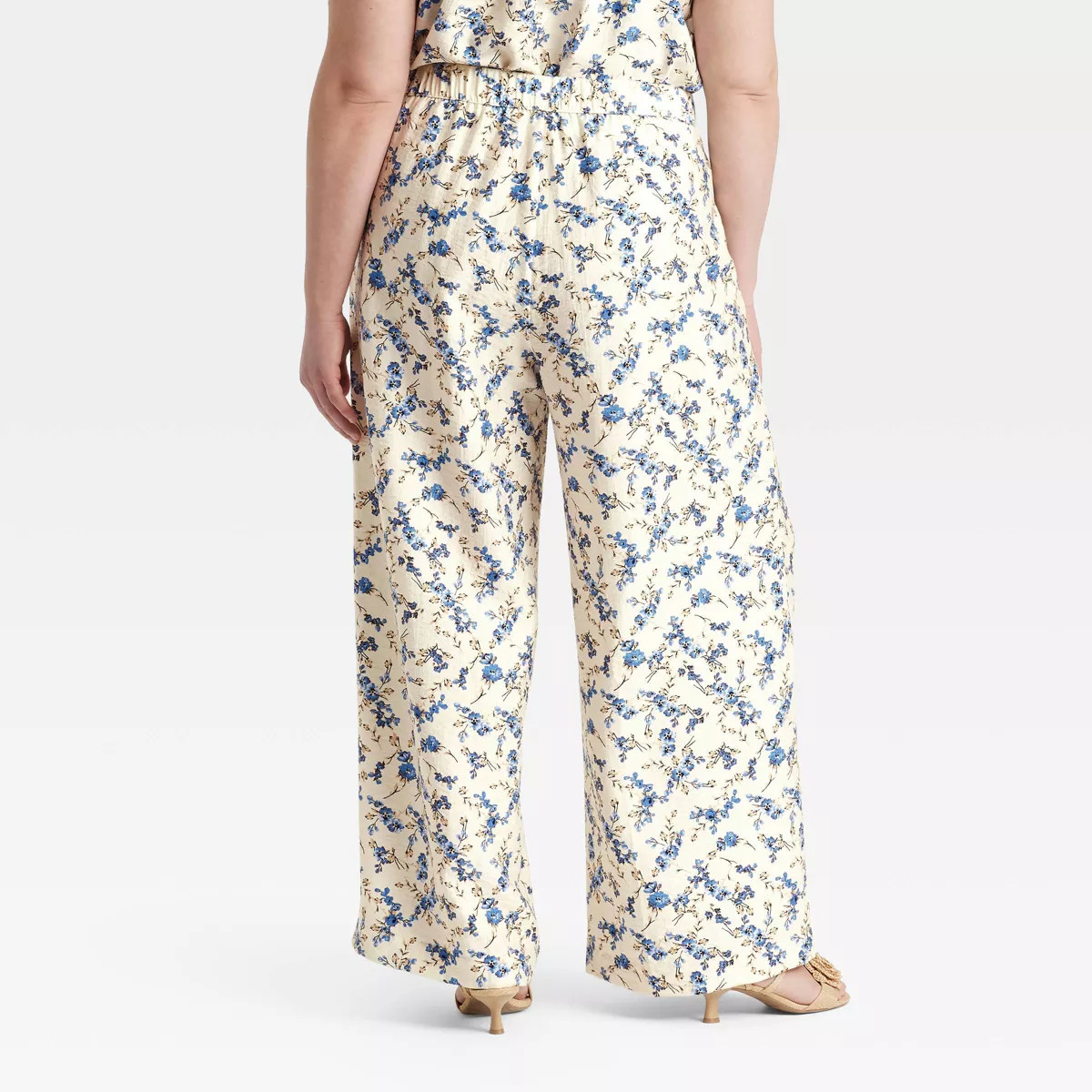 Women's High-Rise Wide Leg Pull-On Pants - A New Day™ Cream Floral 3X | Target