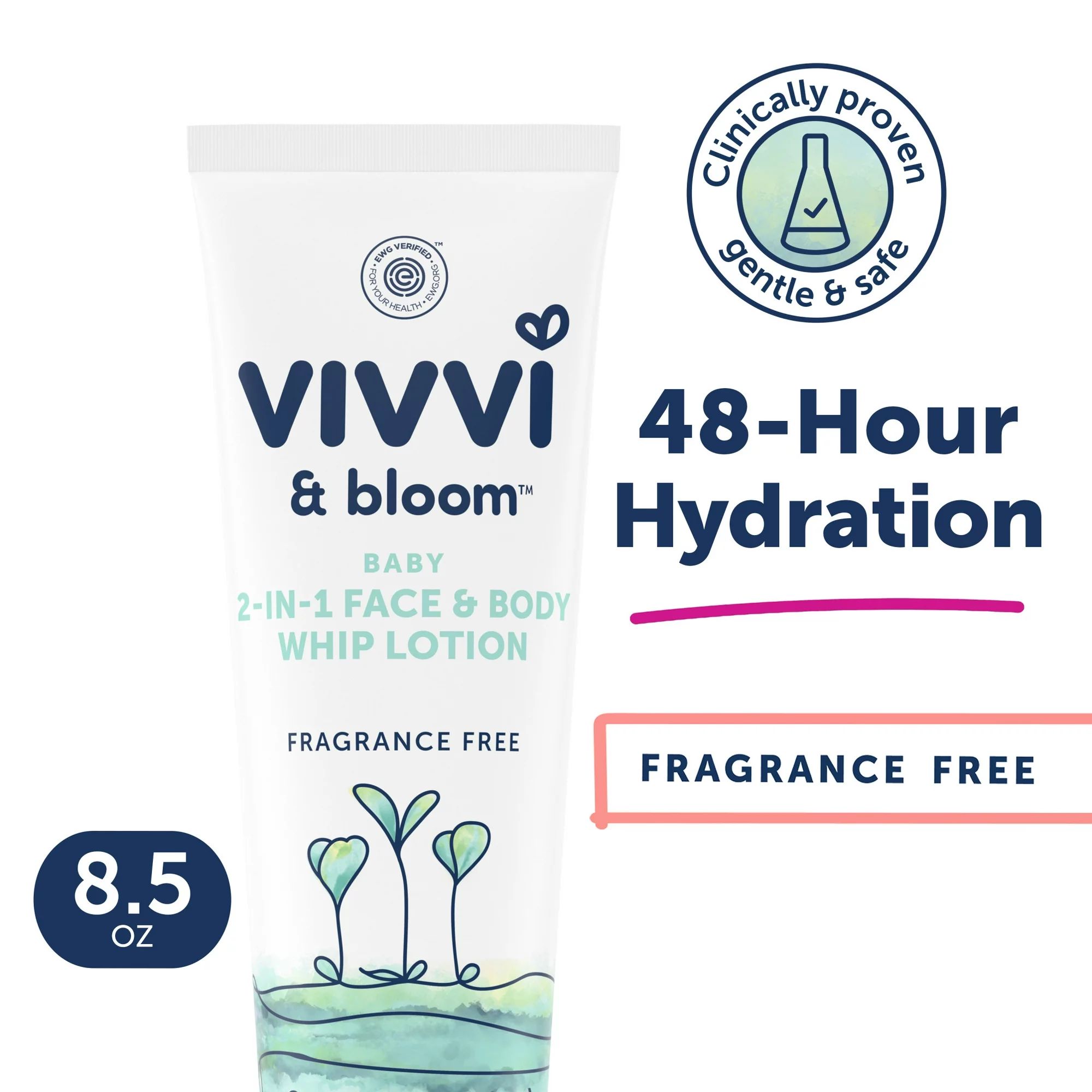 Vivvi & Bloom Gentle 2-in-1 Baby Face and Body Whip Lotion, Fragrance Free, 8.5 oz | Walmart (US)
