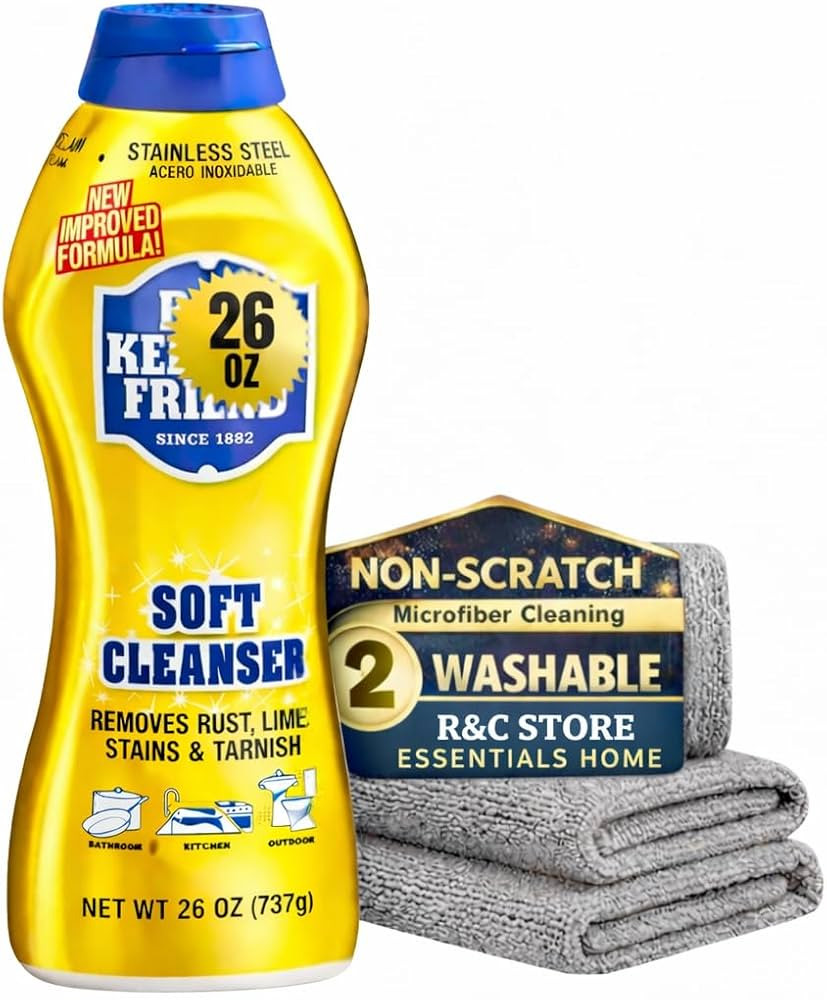 Bar_Keeper_Friend Soft Cleanser (26 oz) Bundle With 2 Professional Microfiber Cleaning Cloth 12" ... | Amazon (US)