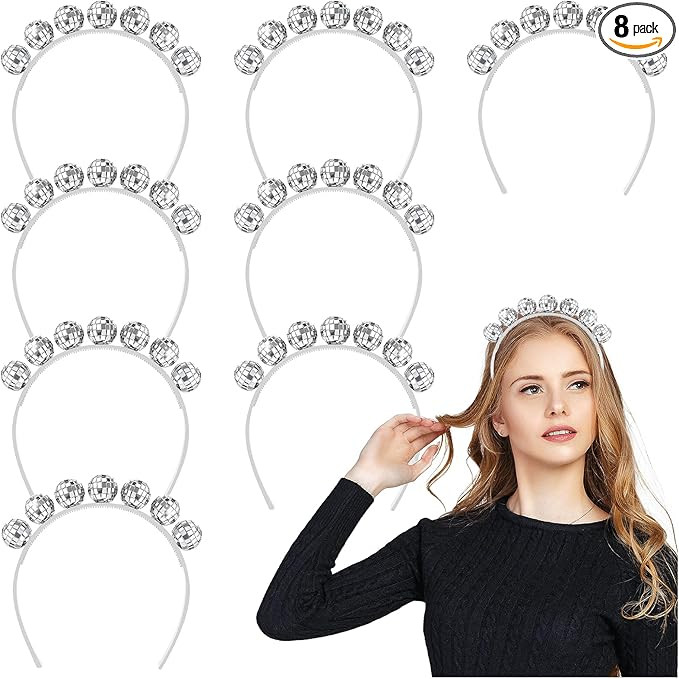 8Pcs Disco Ball Headbands,Disco Headband 1970s Vintage Disco Ball Headpiece for Women Party Costu... | Amazon (US)