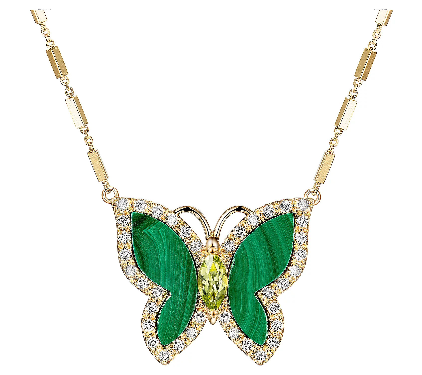 Jennifer Miller Multi-Gemstone Butterfly Neckla ce, 14K Plated | QVC