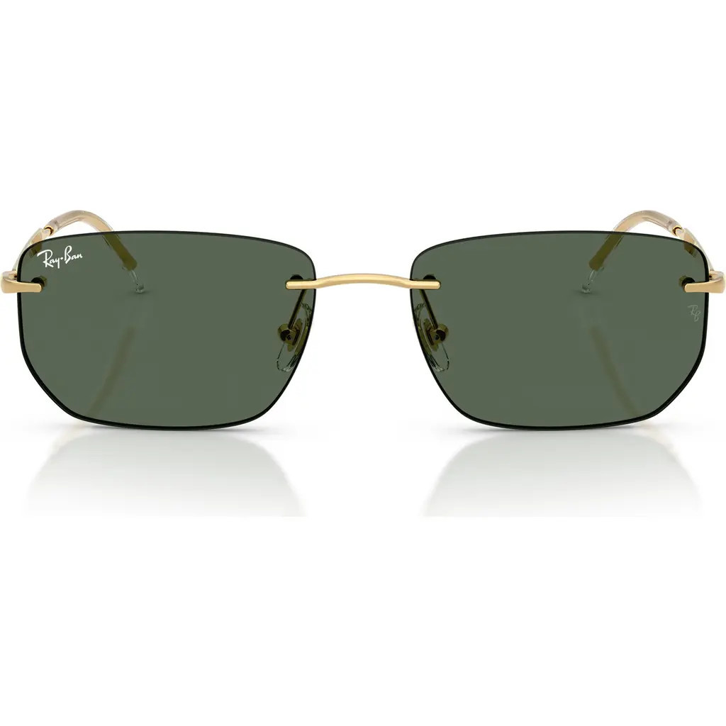 Ray-Ban 56mm Rimless Rectangular Sunglasses in Arista/dark Green at Nordstrom | Nordstrom