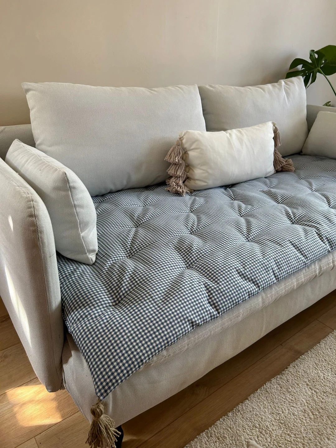 Indigo Checkhered Sofa Topper Pad Water Resistant and Machine Washable, Couch Protector for Pets,... | Etsy (CAD)