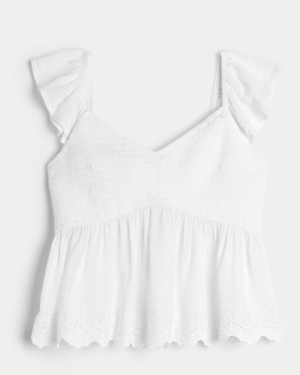 Damen Lässiges, gesmoktes Babydoll-Oberteil | Damen Neu eingetroffen | HollisterCo.com | Hollister (EU)