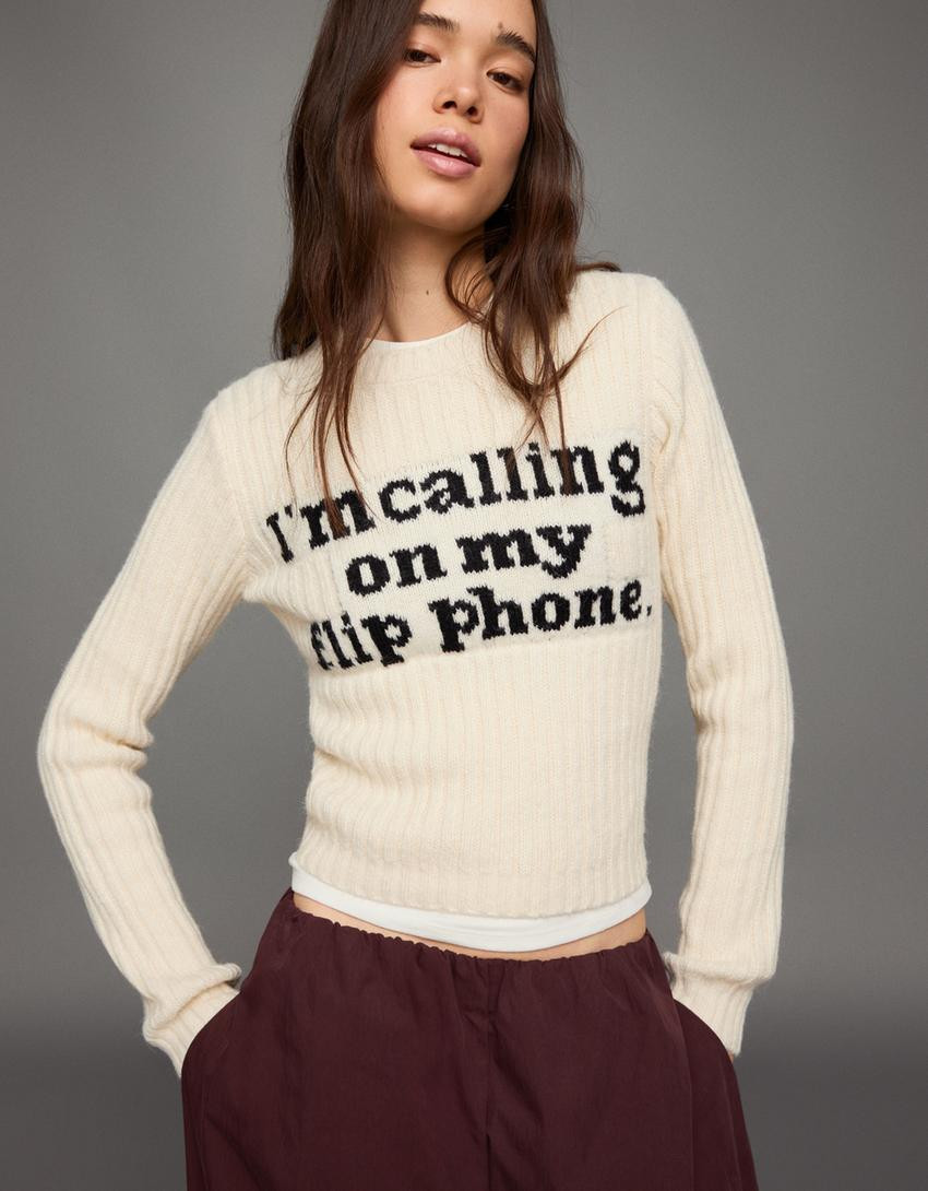 Printed knit jumper - Sweaters and cardigans - Women | Bershka GB