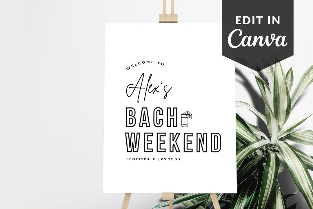 Bachelorette Welcome Sign Edit In Canva, Welcome Sign Template, Modern Minimalist Welcome Sign Fo... | Etsy (US)