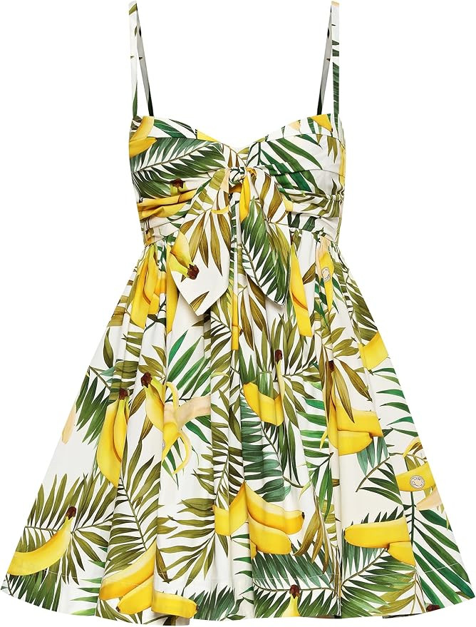 Amazon.com: Oscar de la Renta, Sweetheart All Over Banana Cotton Mini Dress | Amazon (US)