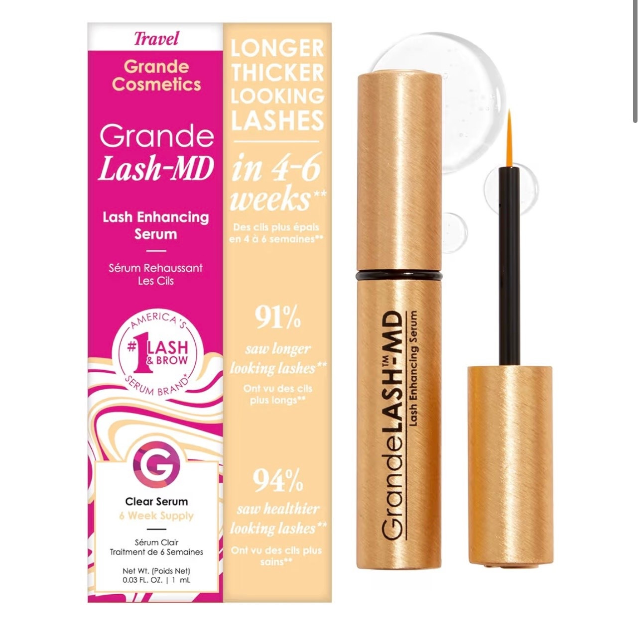 Grande Cosmetics GrandeLASH-MD Lash Enhancing Serum - Peptide & Vitamin Infused Formula for Longer, Thicker, Fuller Looking Lashes - Ophthalmologist Tested, Cruelty-Free

#LTKmomlife #LTKselfcare #LTKgrwm