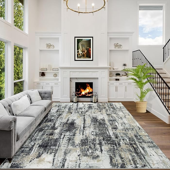 8x10 Area Rugs Washable Rug: Large Modern Abstract Living Room Rug Soft Anti-Skid Thin Carpet Ind... | Amazon (US)