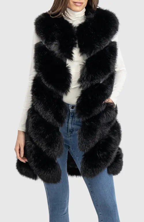 Lyla Grant Fur-Free Fox (Faux Fur) Vest in Black at Nordstrom, Size Small | Nordstrom