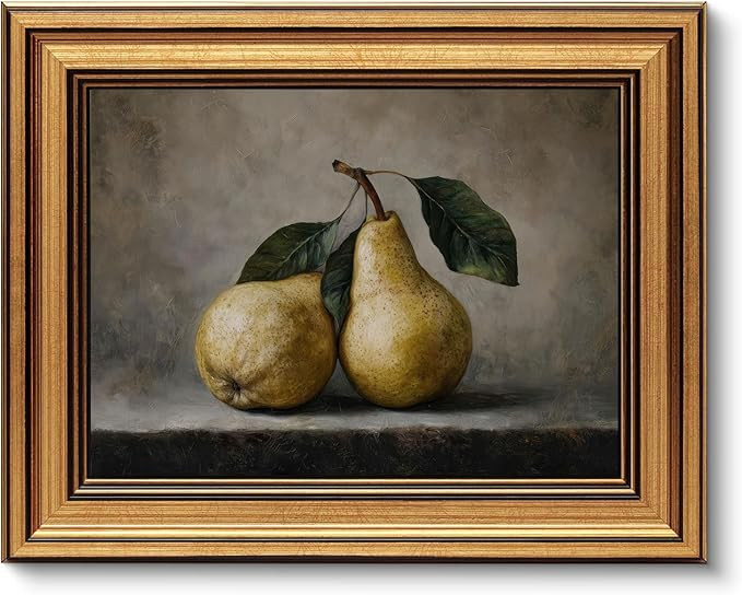 Vintage Gold Framed 3D Textured Wall Art Rustic Pear Still Life Wall Decor Picture Country Farmho... | Amazon (US)