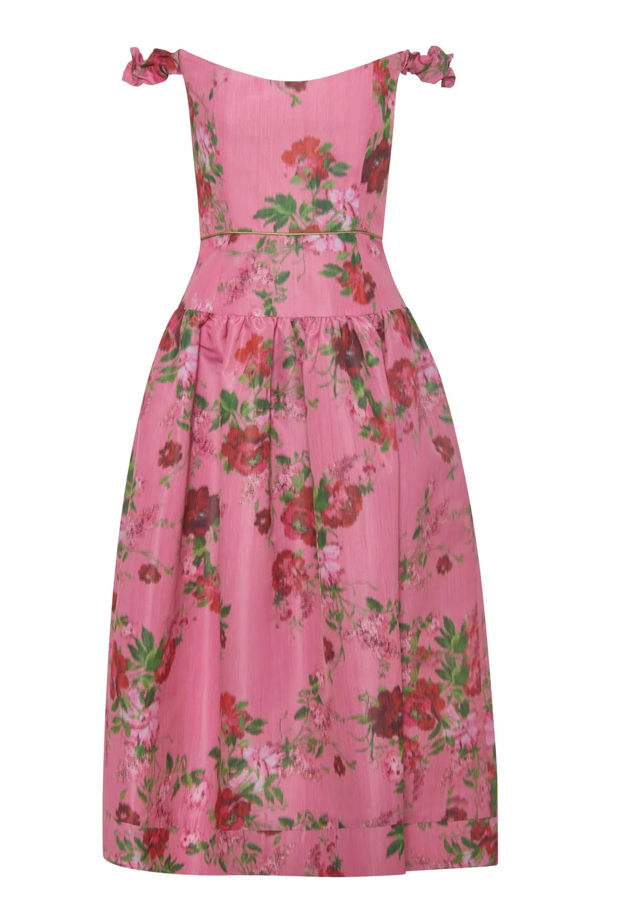 Giorgia Pink Floral Ikat Midi Dress | Over The Moon
