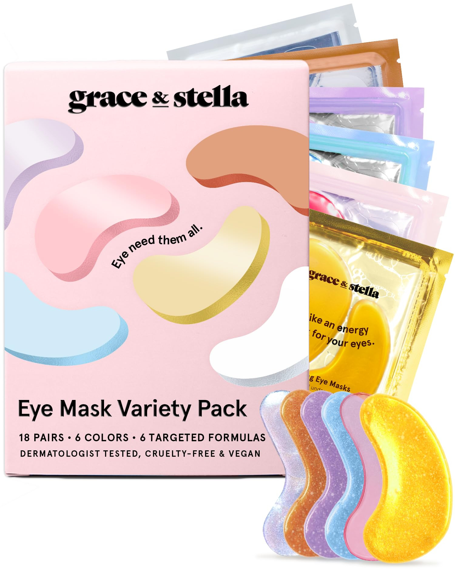 grace & stella Under Eye Mask Variety Pack - 18 Pairs of Under Eye Patches for Dark Circles - Wit... | Amazon (US)