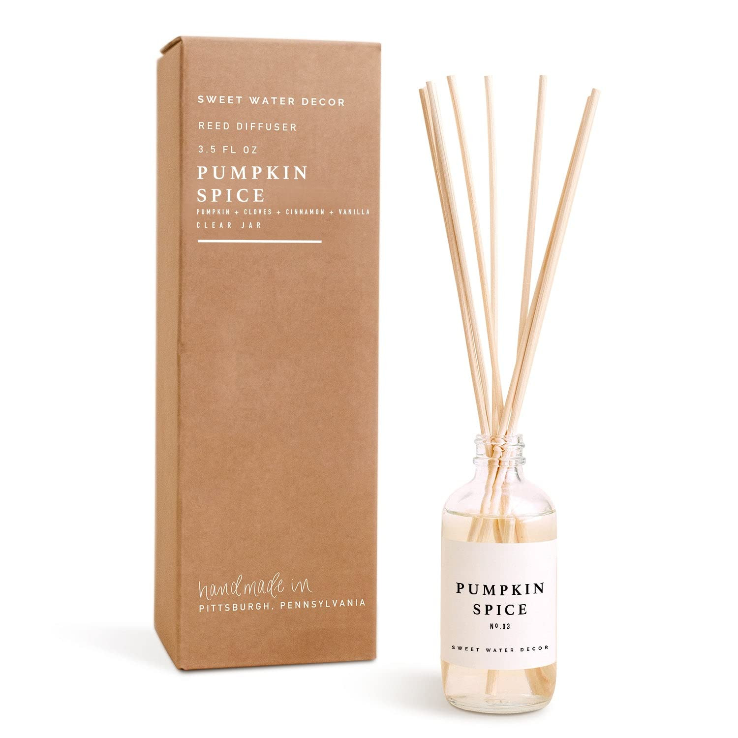 Sweet Water Decor Pumpkin Spice Reed Diffuser Set | Pumpkin, Cloves, Buttercream, Cinnamon, Smoke... | Amazon (US)