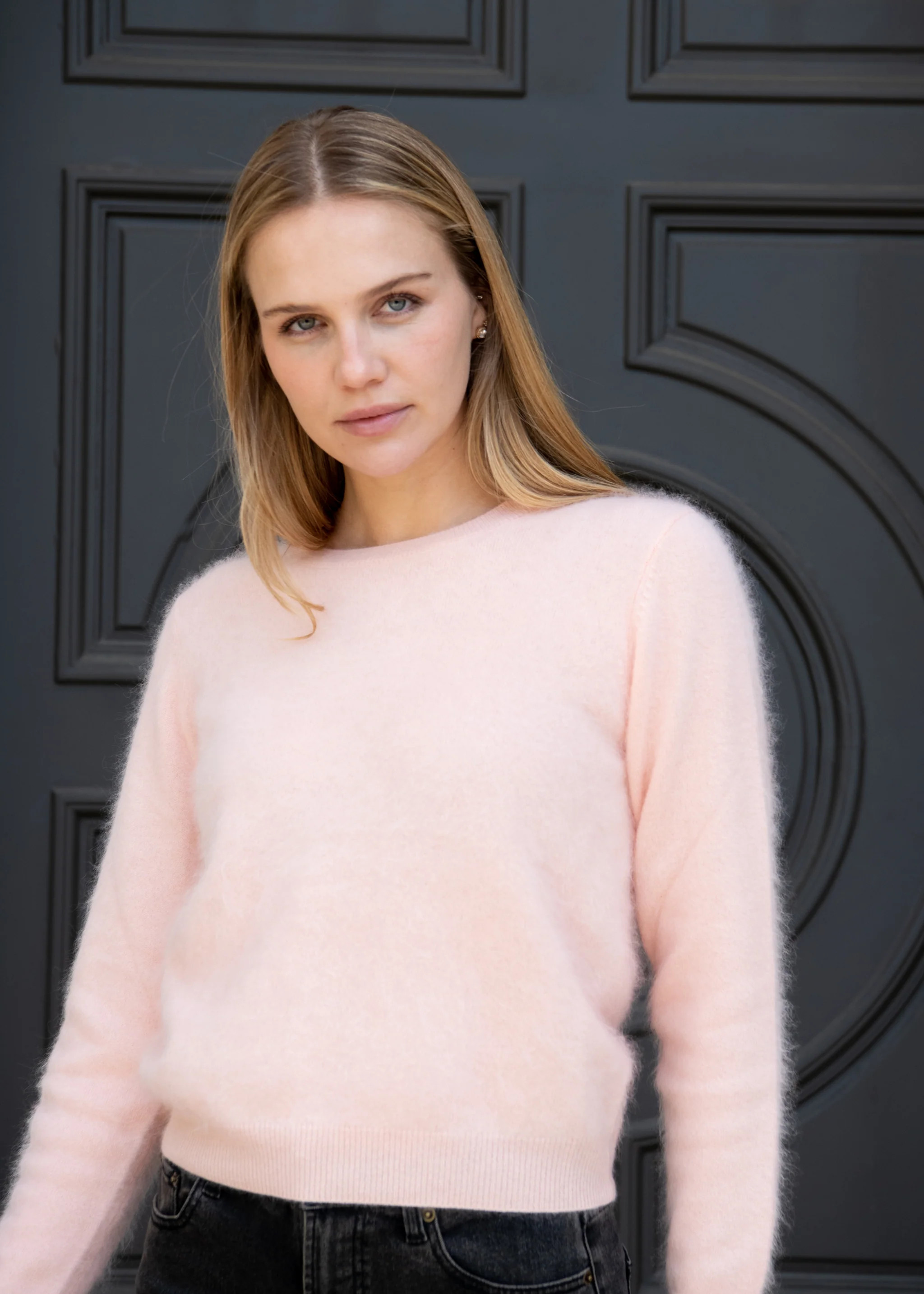 Rosa Brushed Knit Crewneck Sweater - Peach | Benaar La