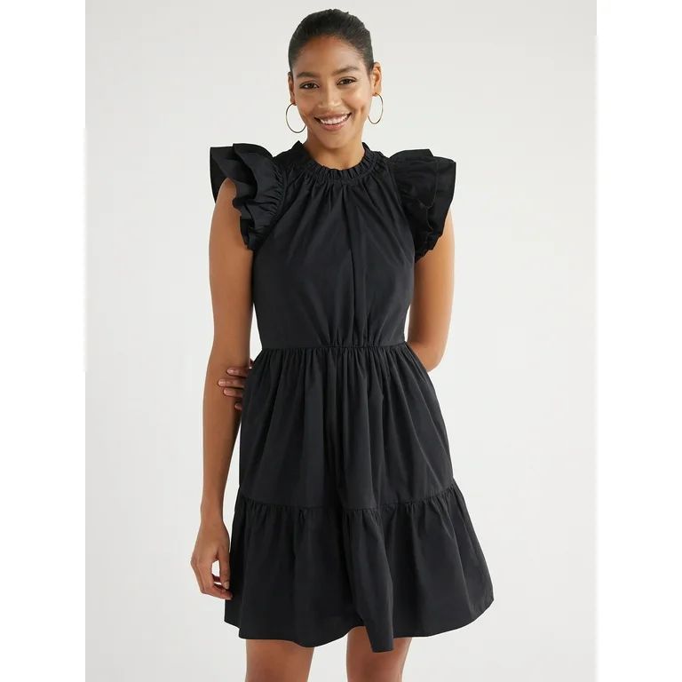 Scoop Women's Flutter Sleeve Swing Dress, Sizes XS-XXL | Walmart (US)