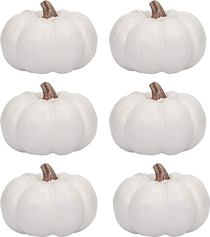 Elanze Designs Classic White 6 inch Resin Harvest Decorative Pumpkins Pack of 6 | Amazon (US)