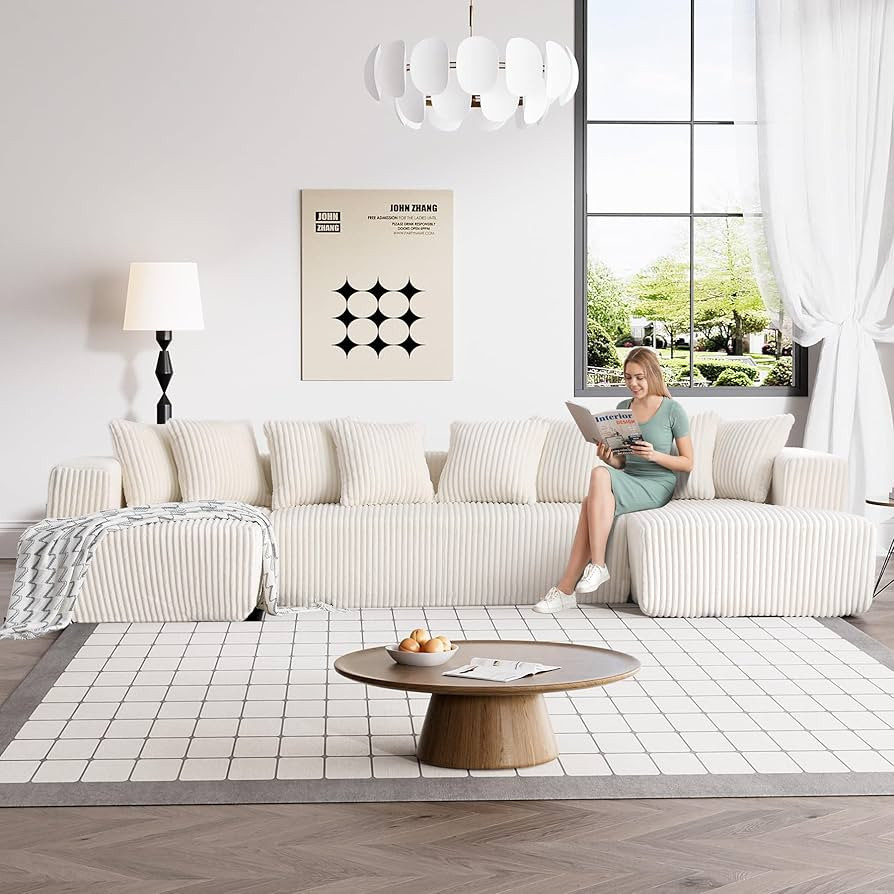 131" Modular Sectional Couch, Luxury Couches for Living Room, Comfy Corduroy Couch Sectional Sofa... | Amazon (US)