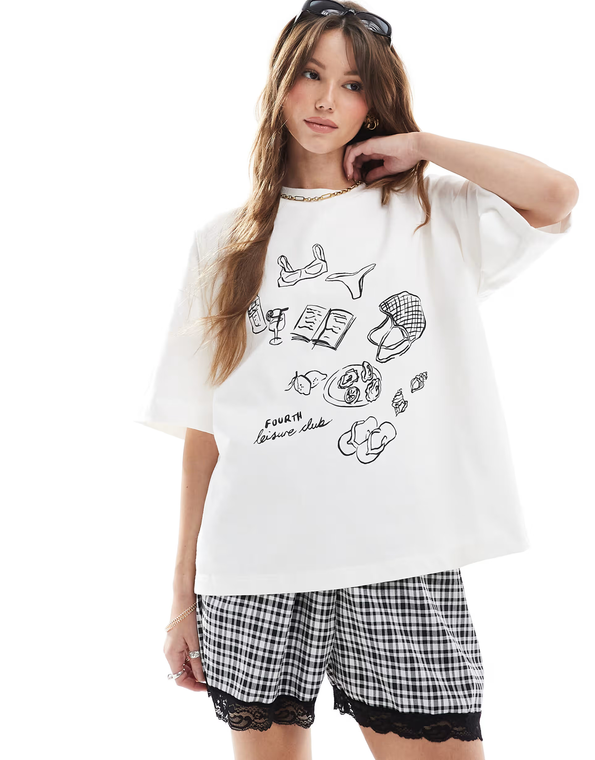 4th & Reckless leisure club graphic print t-shirt in white | ASOS (Global)