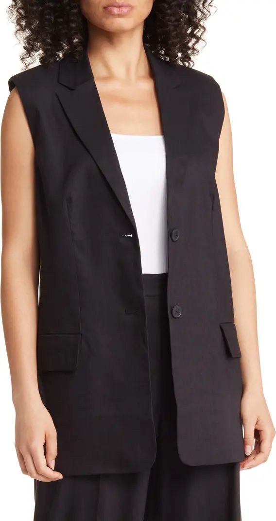 Nordstrom Tailored Linen Blend Longline Vest | Nordstrom | Nordstrom