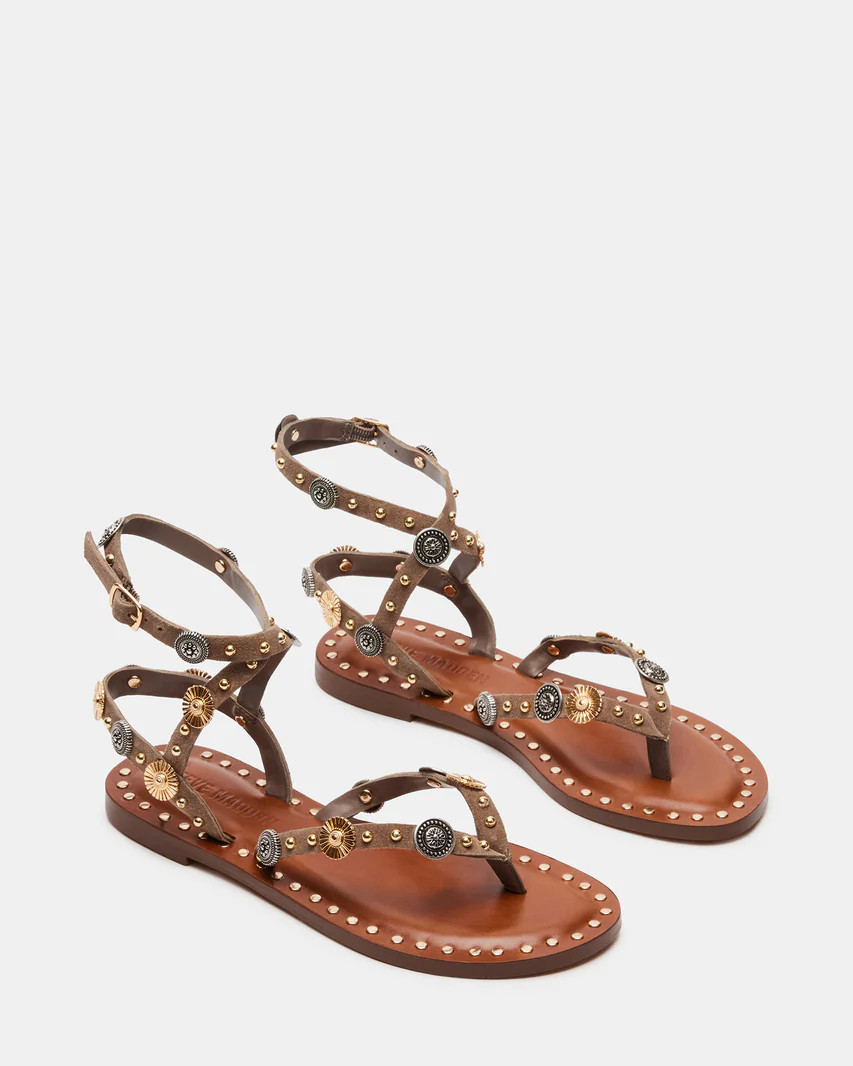 RECENT Taupe Suede Strappy Sandal | Women's Sandals | Steve Madden (US)