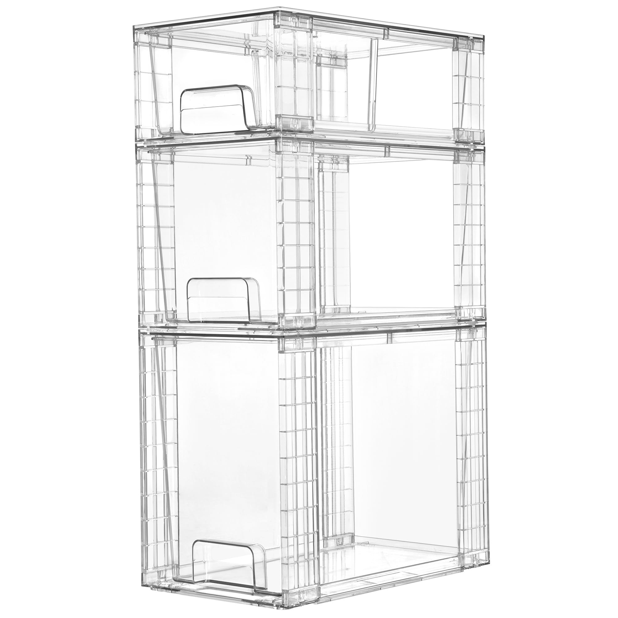 Vtopmart 3 Pack Clear Stackable Storage Drawers,Easy to Assemble Bathroom Organizers and Storage ... | Amazon (US)
