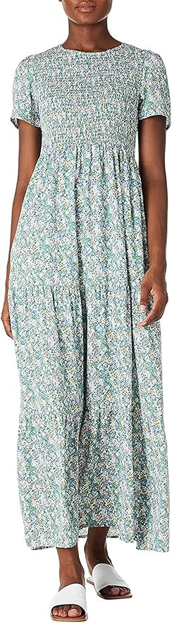 Women's Casual Flowy Floral Tiered Wrap Maxi Dresses Short Sleeve Loose Long Beach Sundress Summe... | Amazon (US)