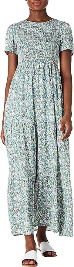 Women's Casual Flowy Floral Tiered Wrap Maxi Dresses Short Sleeve Loose Long Beach Sundress Summe... | Amazon (US)
