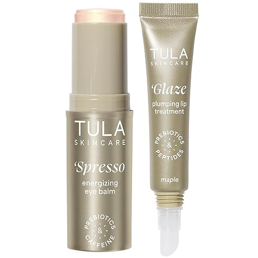 TULA Skin Care Eye + Lip Duo - Spresso Energizing Eye Balm 0.35 oz + Glaze Plumping Lip Treatment... | Amazon (US)