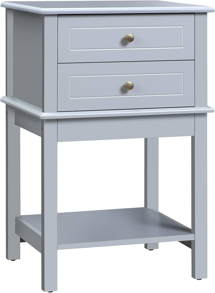 HOMCOM Side Table with 2 Storage Drawers, Modern End Table with Bottom Shelf for Living Room, Hom... | Amazon (US)