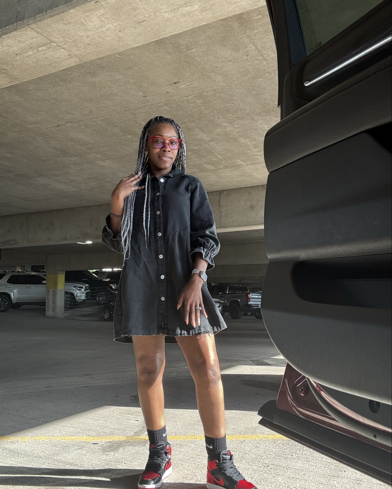 You can’t go wrong with a black Jean dress for any and everything. Yes I know, Fringe and I are an item and that’s what this cutie came from. But pairing it with my satin Jordans made a relaxed outfit for work. 

#LTKWorkwear #RheaAligned

#LTKFindsUnder50 #LTKWorkwear #LTKShoeCrush