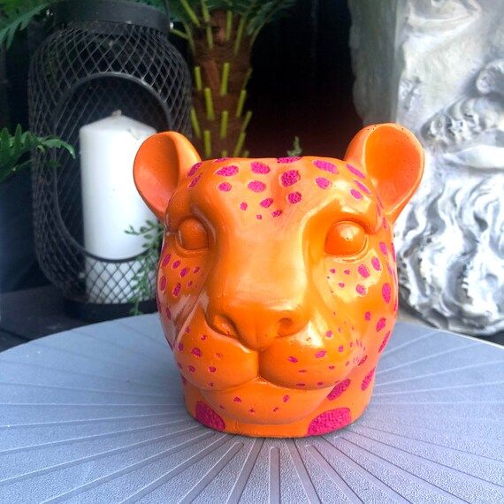 Quirky Orange Leopard Pot Cover  Eclectic Decor  Planter  | Etsy | Etsy (US)