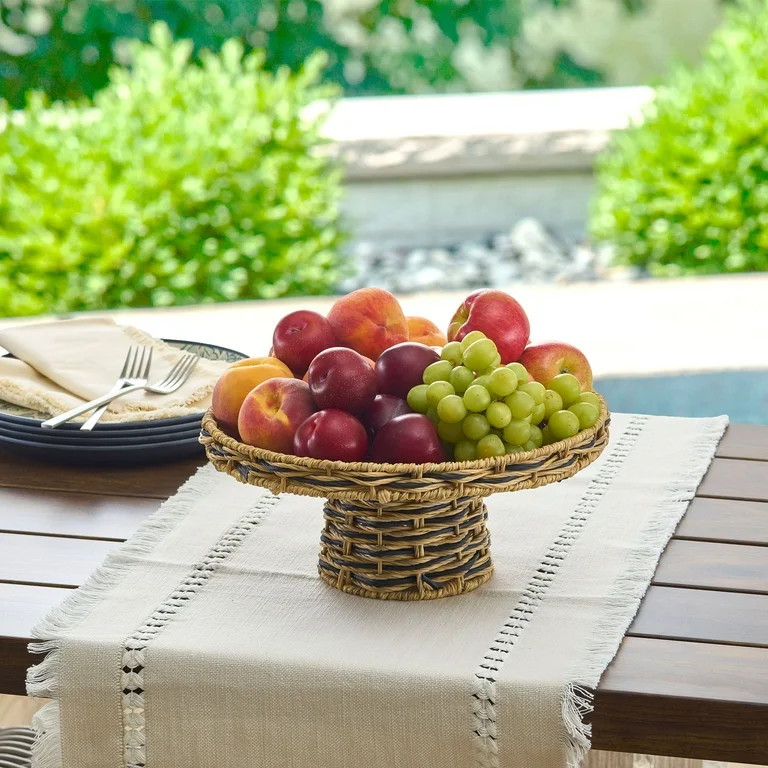 Better Homes & Gardens Beige and Black Rattan Cake Stand, 12.20 IN Diameter x 5.12 N H | Walmart (US)