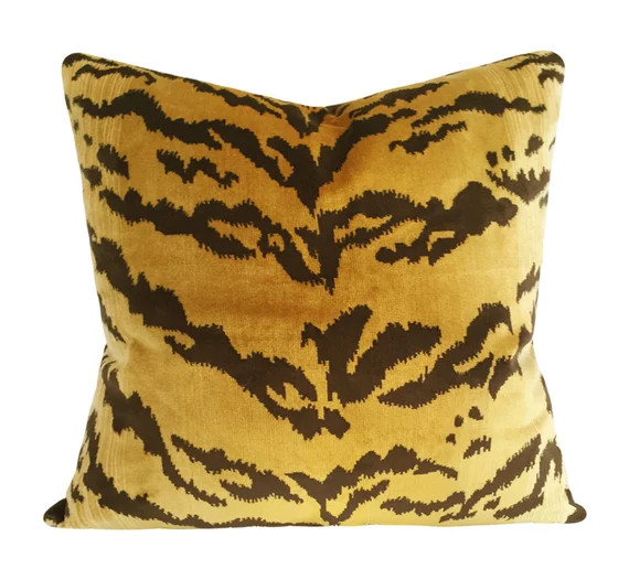 Scalamandre Le Tigre Silk Velvet Pillow Cover - Solid Velvet Back - 10x20, 12x16, 12x20, 14x24, 16x1 | Etsy (US)
