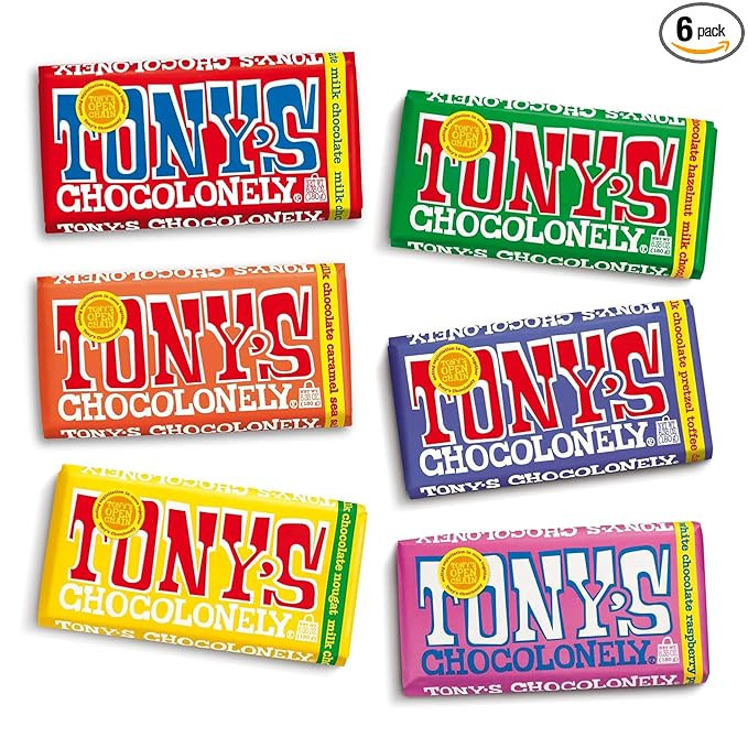 Tony’s Chocolonely Super Duper Milk Chocolate Candy Bar Bundle, Milk & White Chocolate With Sea... | Amazon (US)