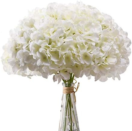 AVIVIHO White Hydrangea Silk Flowers Heads Pack of 10 Ivory White Full Hydrangea Flowers Artifici... | Amazon (US)