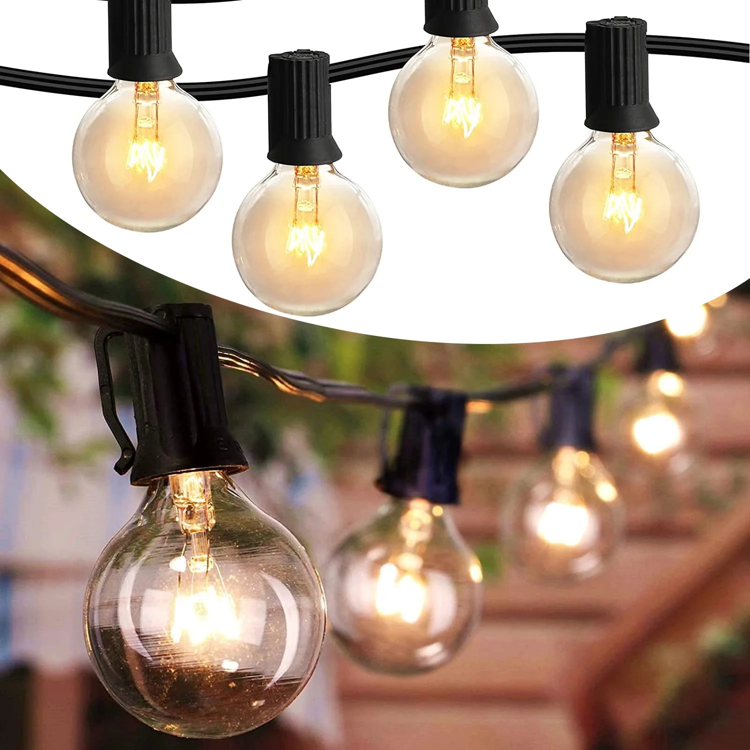 Outdoor String Lights, 25FT String LightsG40 Globe with 27 Shatterproof Waterproof Bulbs,Hanging ... | Walmart (US)