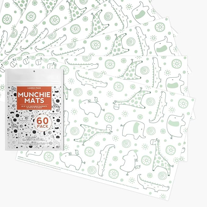 Cameron Frank Products 60 Disposable Placemats for Baby and Toddler, Instant Table Topper, Food P... | Amazon (US)