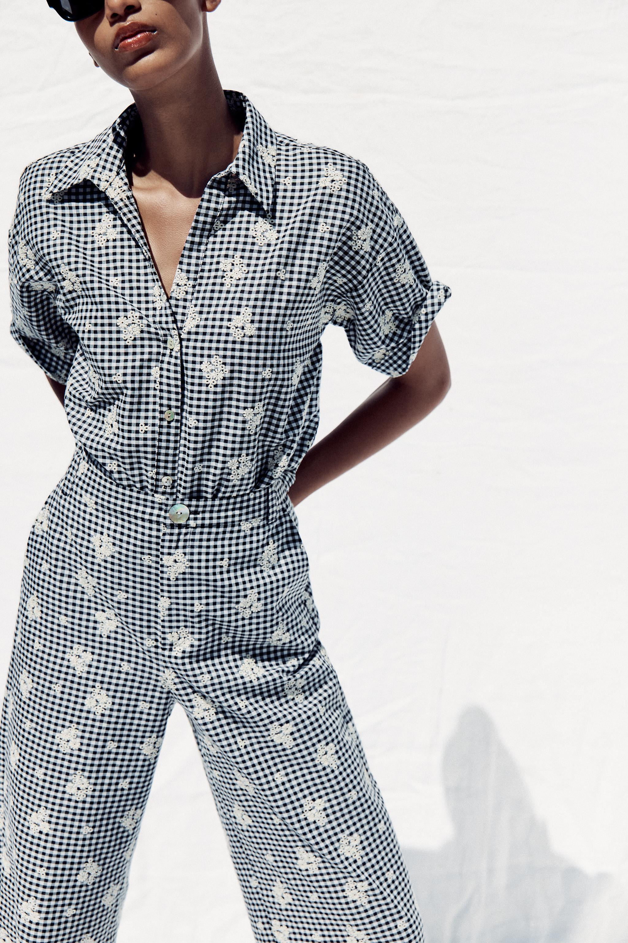 GINGHAM CHECK SHIRT WITH EMBROIDERY | Zara US