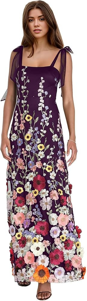 3D Flower Prom Dresses for Women Long Flower Formal Gowns Spaghetti Straps Floral Evening Party D... | Amazon (US)