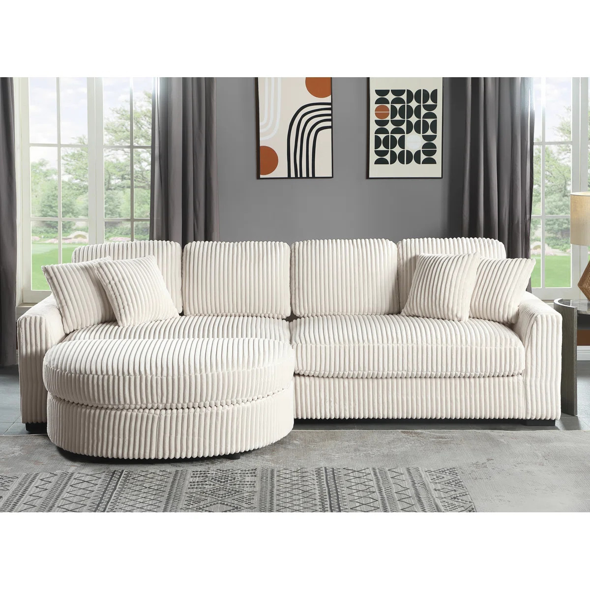 Modular Sectional Couch Sofa With 4 Pillows, 111" L Shaped Sofa Couch With Chaise Ottomans,cordur... | Wayfair North America