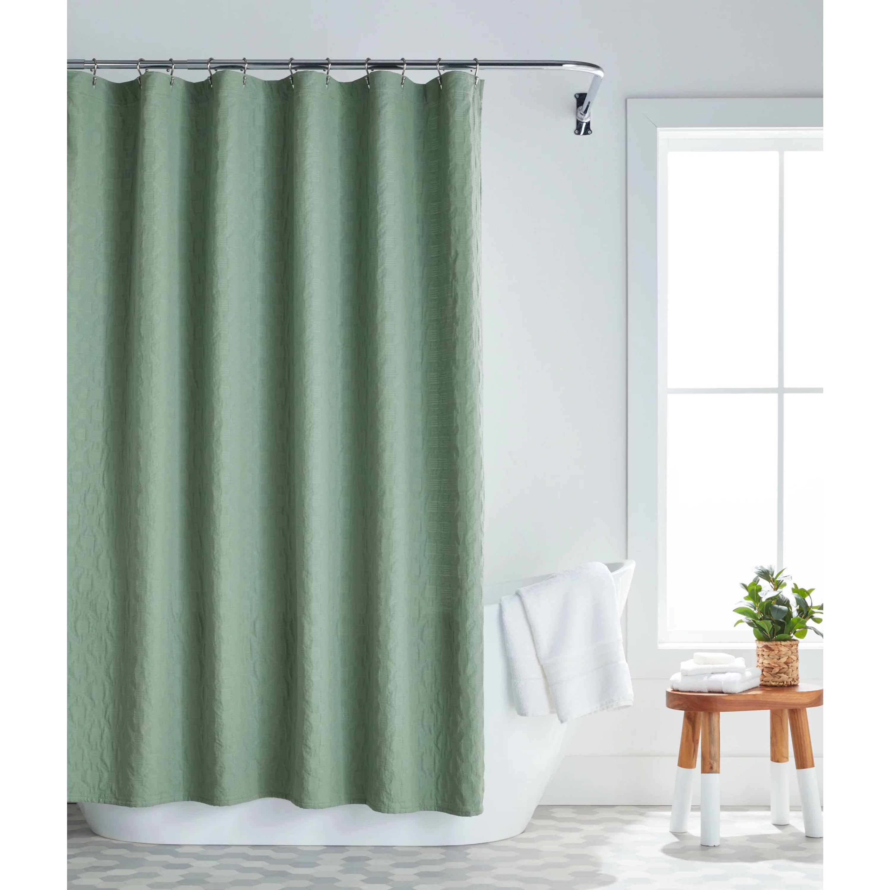 Better Homes & Gardens, Tonal Textured Shower Curtain Green, 72" x72", Count of 1, Cotton, Polyes... | Walmart (US)