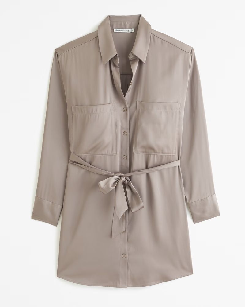 Long-Sleeve Belted Shirt Dress | Abercrombie & Fitch (US)
