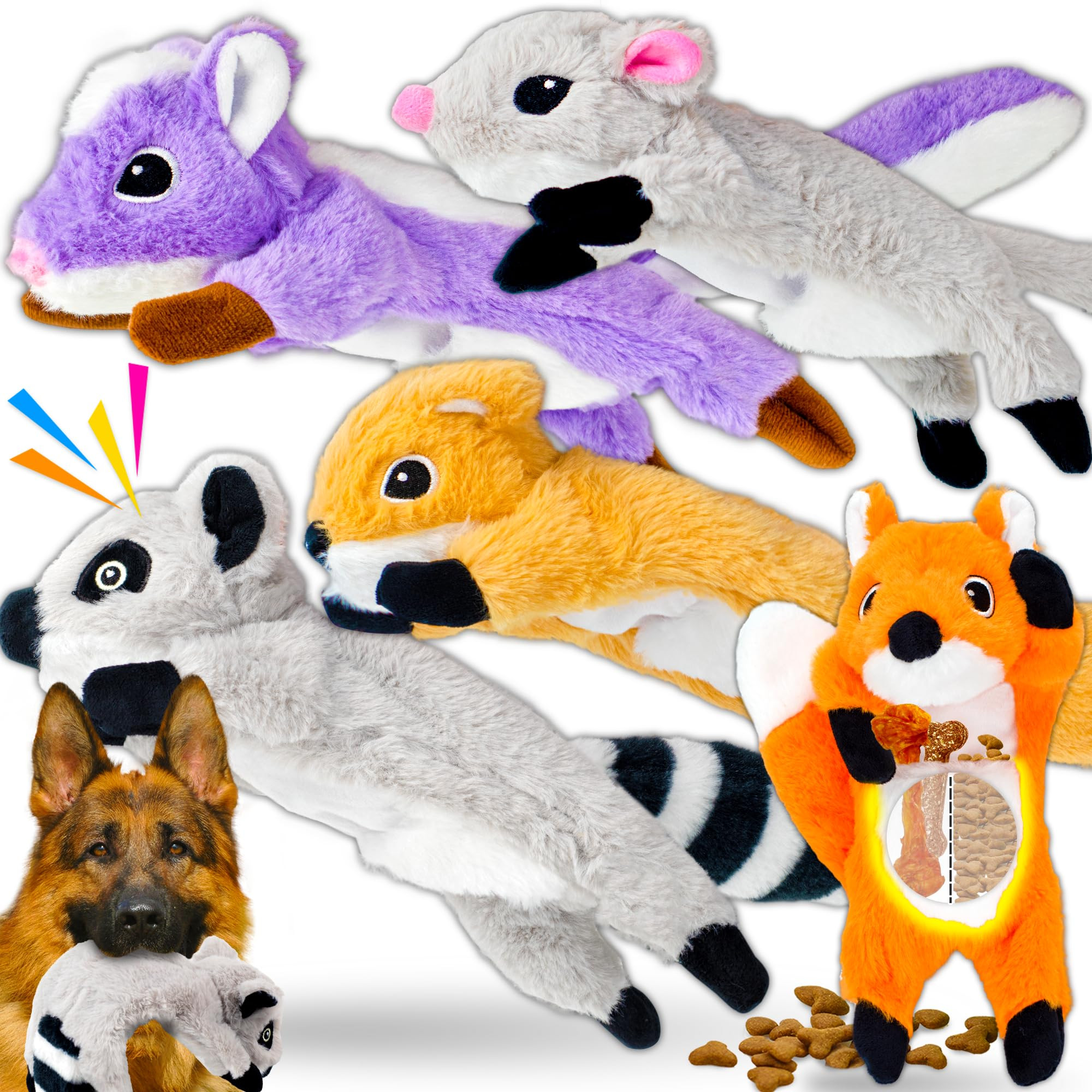 5-Pack Stuffless Dog Toys - Body No Stuffing, Lightly Filled Head, Fluff-Free & Squeaky Dog Toys ... | Amazon (US)