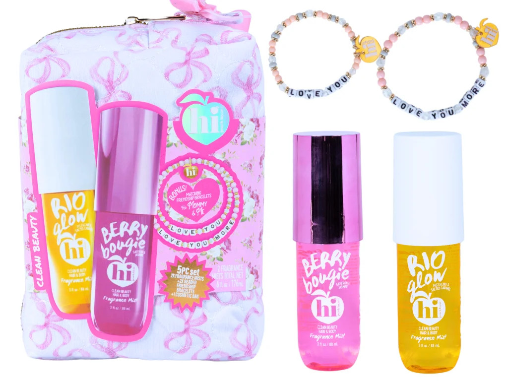 Hi Peach Layne Mommy and Me 5 Pieces Fragrance Mist Set, Pink Cosmetic Bag, Berry Bougie and Rio ... | Walmart (US)